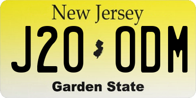 NJ license plate J20ODM