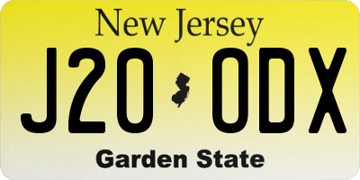 NJ license plate J20ODX