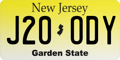 NJ license plate J20ODY