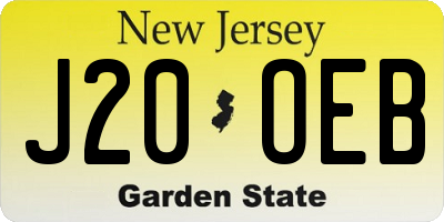 NJ license plate J20OEB