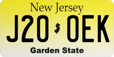 NJ license plate J20OEK