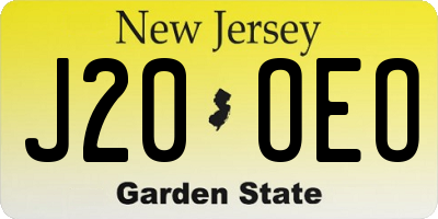 NJ license plate J20OEO
