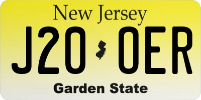 NJ license plate J20OER
