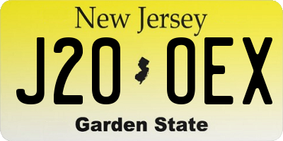 NJ license plate J20OEX