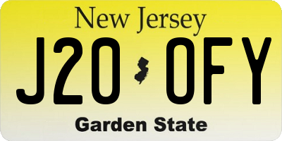 NJ license plate J20OFY