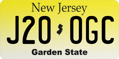 NJ license plate J20OGC