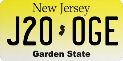 NJ license plate J20OGE
