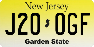 NJ license plate J20OGF