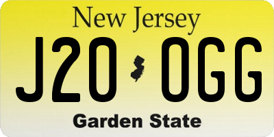 NJ license plate J20OGG