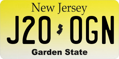 NJ license plate J20OGN
