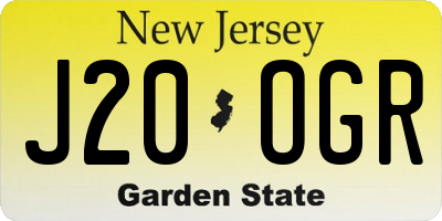 NJ license plate J20OGR