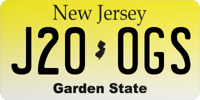 NJ license plate J20OGS