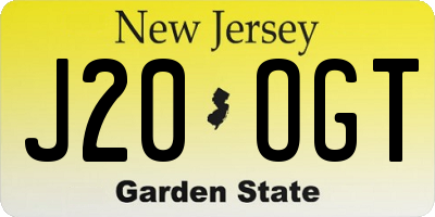 NJ license plate J20OGT