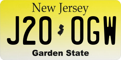 NJ license plate J20OGW