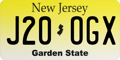 NJ license plate J20OGX