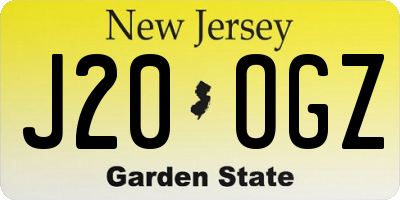 NJ license plate J20OGZ