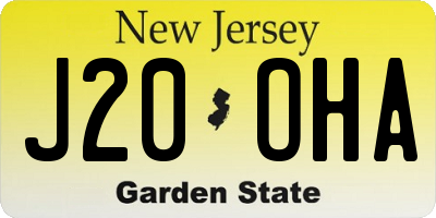 NJ license plate J20OHA