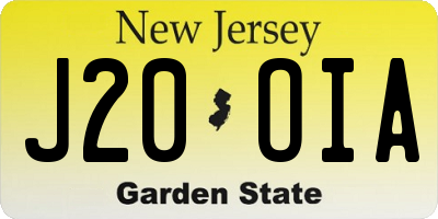 NJ license plate J20OIA
