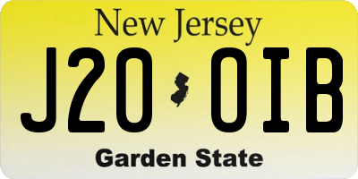 NJ license plate J20OIB