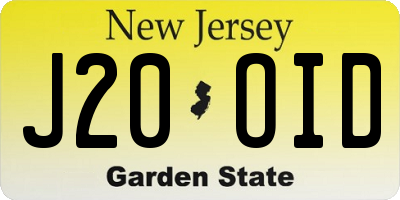 NJ license plate J20OID