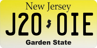 NJ license plate J20OIE