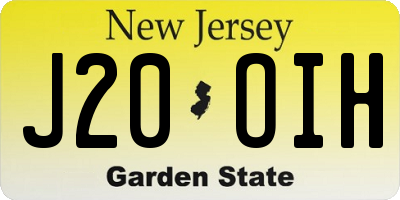 NJ license plate J20OIH