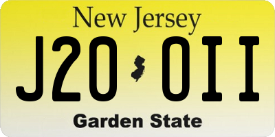 NJ license plate J20OII