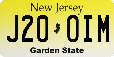 NJ license plate J20OIM