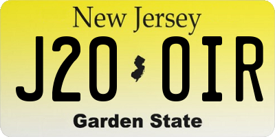 NJ license plate J20OIR