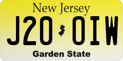 NJ license plate J20OIW