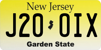 NJ license plate J20OIX