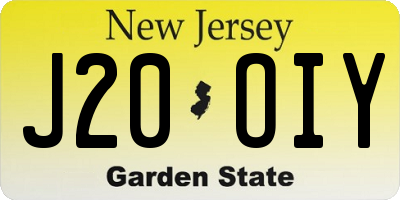 NJ license plate J20OIY