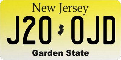 NJ license plate J20OJD