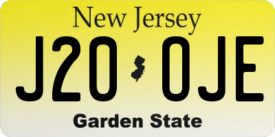 NJ license plate J20OJE