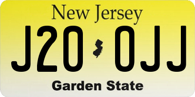 NJ license plate J20OJJ