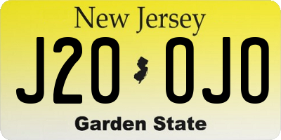 NJ license plate J20OJO