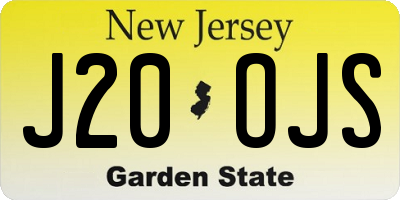 NJ license plate J20OJS