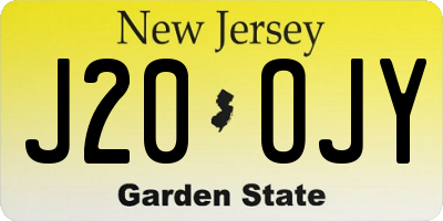 NJ license plate J20OJY