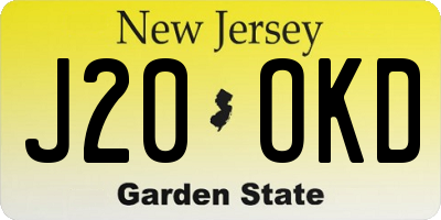 NJ license plate J20OKD