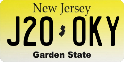 NJ license plate J20OKY