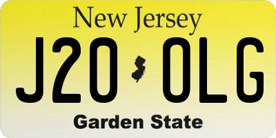 NJ license plate J20OLG