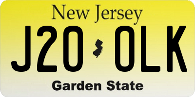 NJ license plate J20OLK
