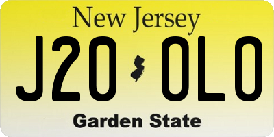 NJ license plate J20OLO