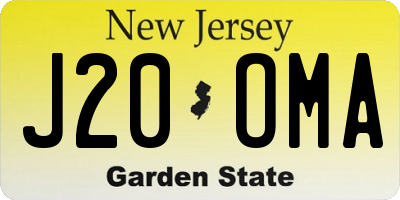 NJ license plate J20OMA