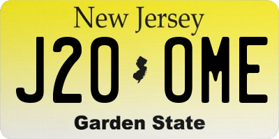 NJ license plate J20OME