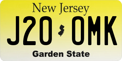 NJ license plate J20OMK