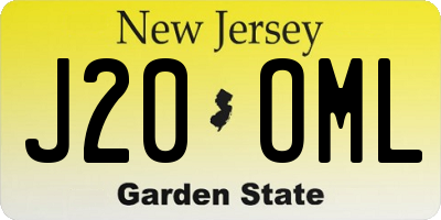 NJ license plate J20OML