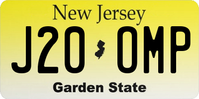 NJ license plate J20OMP