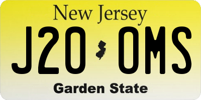 NJ license plate J20OMS