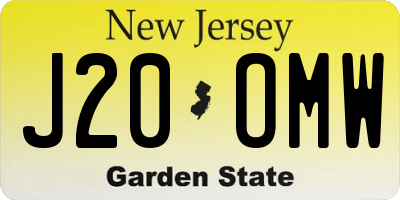 NJ license plate J20OMW